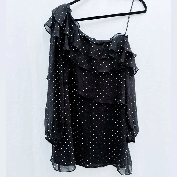 (New with Tags) Intermix Juliette One Shoulder Ruffle Front Mini Dress, Medium - Picture 7 of 12